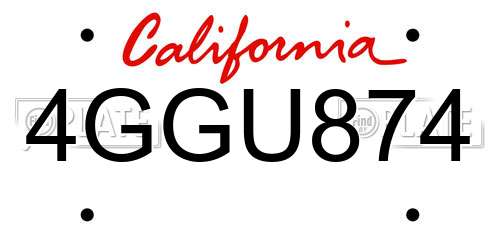4GGU874 California License Plate