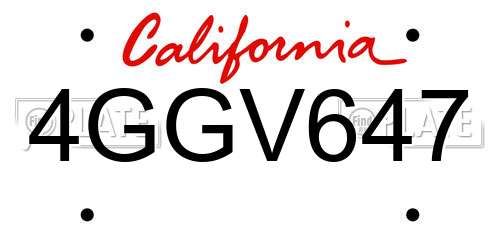 4GGV647 California License Plate