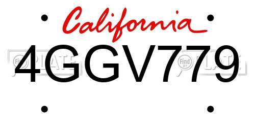 4GGV779 California License Plate