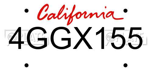 4GGX155 California License Plate