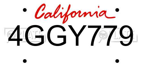 4GGY779 California License Plate