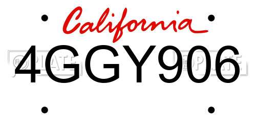 4GGY906 California License Plate