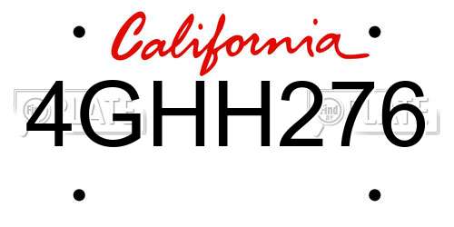 4GHH276 California License Plate