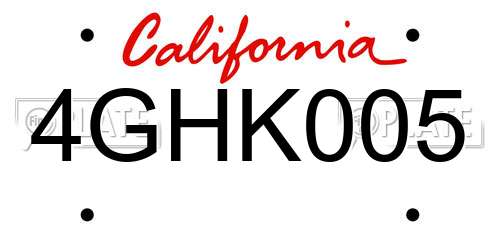 4GHK005 California License Plate