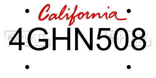 4GHN508 California License Plate