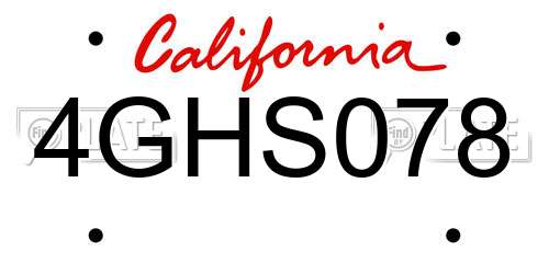 4GHS078 California License Plate
