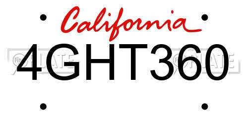 4GHT360 California License Plate