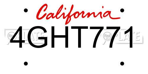4GHT771 California License Plate