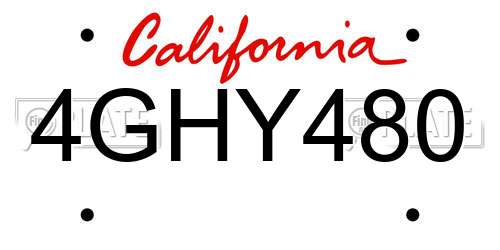 4GHY480 California License Plate
