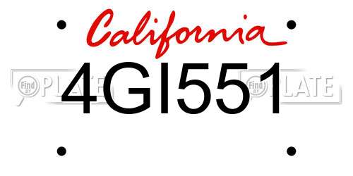 4GI551 California License Plate