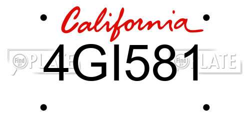 4GI581 California License Plate