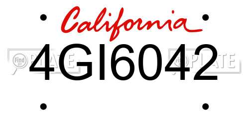 4GI6042 California License Plate
