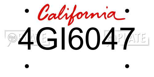 4GI6047 California License Plate