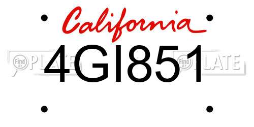 4GI851 California License Plate