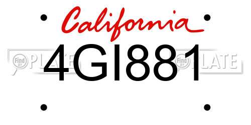 4GI881 California License Plate