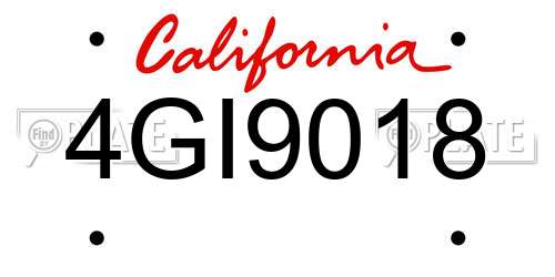 4GI9018 California License Plate