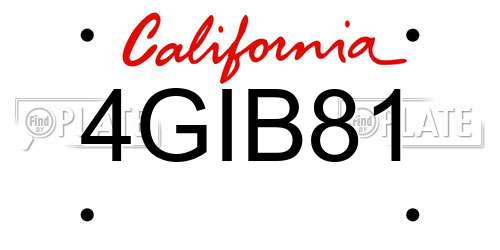 4GIB81 California License Plate