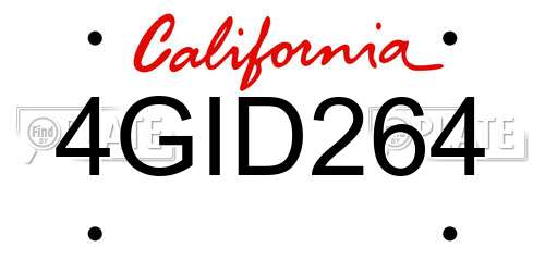 4GID264 California License Plate