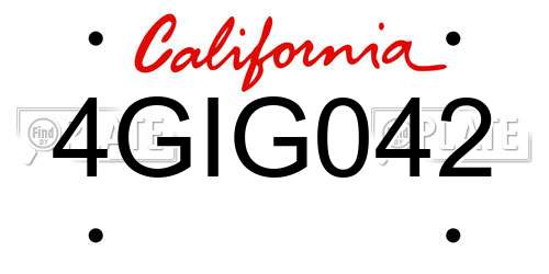 4GIG042 California License Plate