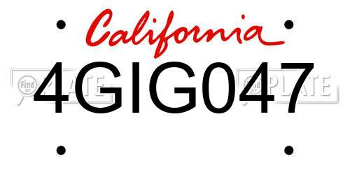 4GIG047 California License Plate