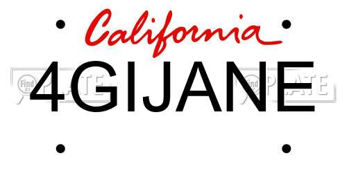 4GIJANE California License Plate