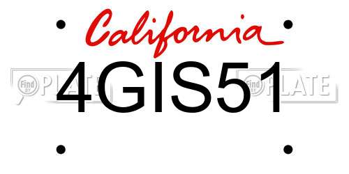 4GIS51 California License Plate