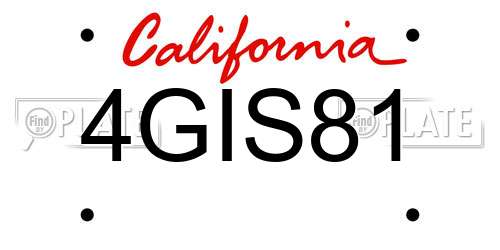 4GIS81 California License Plate