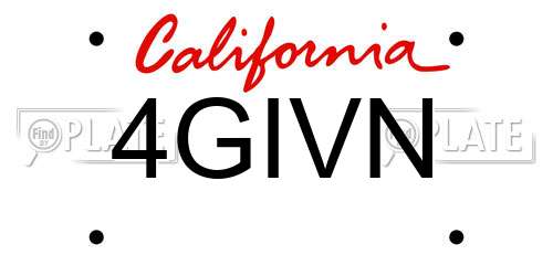 4GIVN California License Plate