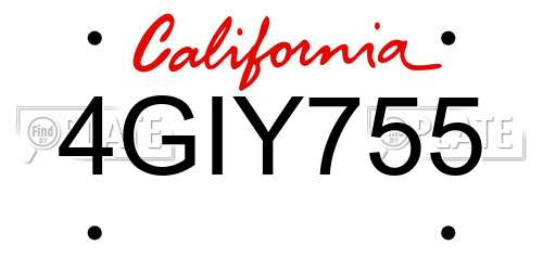 4GIY755 California License Plate