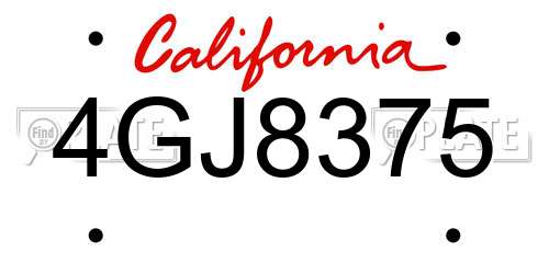 4GJ8375 California License Plate