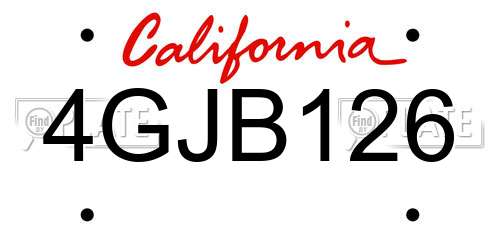 4GJB126 California License Plate