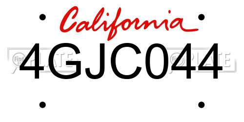 4GJC044 California License Plate