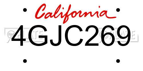 4GJC269 California License Plate