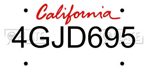 4GJD695 California License Plate