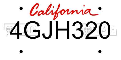 4GJH320 California License Plate