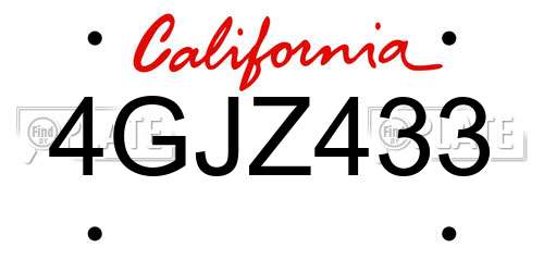 4GJZ433 California License Plate