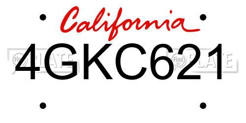 4GKC621 California License Plate