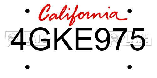 4GKE975 California License Plate