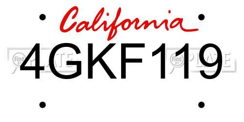 4GKF119 California License Plate