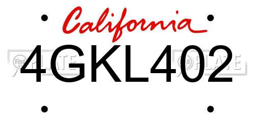 4GKL402 California License Plate
