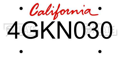 4GKN030 California License Plate