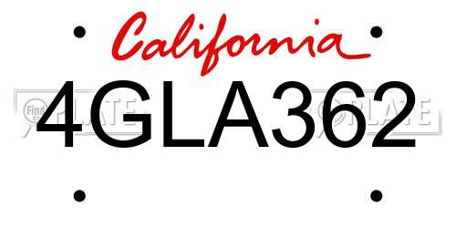 4GLA362 California License Plate