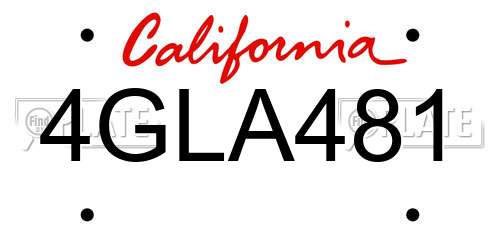 4GLA481 California License Plate