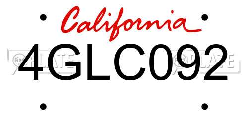 4GLC092 California License Plate