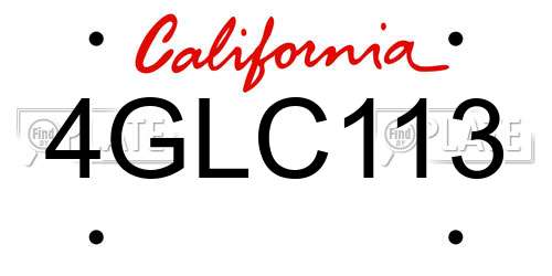 4GLC113 California License Plate
