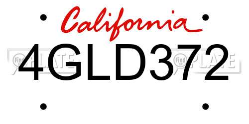 4GLD372 California License Plate