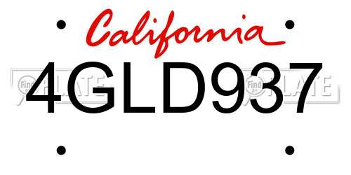 4GLD937 California License Plate