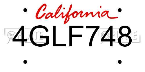 4GLF748 California License Plate