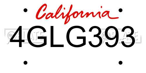4GLG393 California License Plate