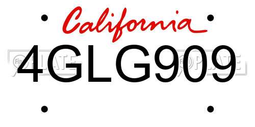 4GLG909 California License Plate